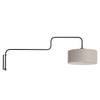 Bloeba 4174ZW black wall lamp with coarse-weave grey linen shade