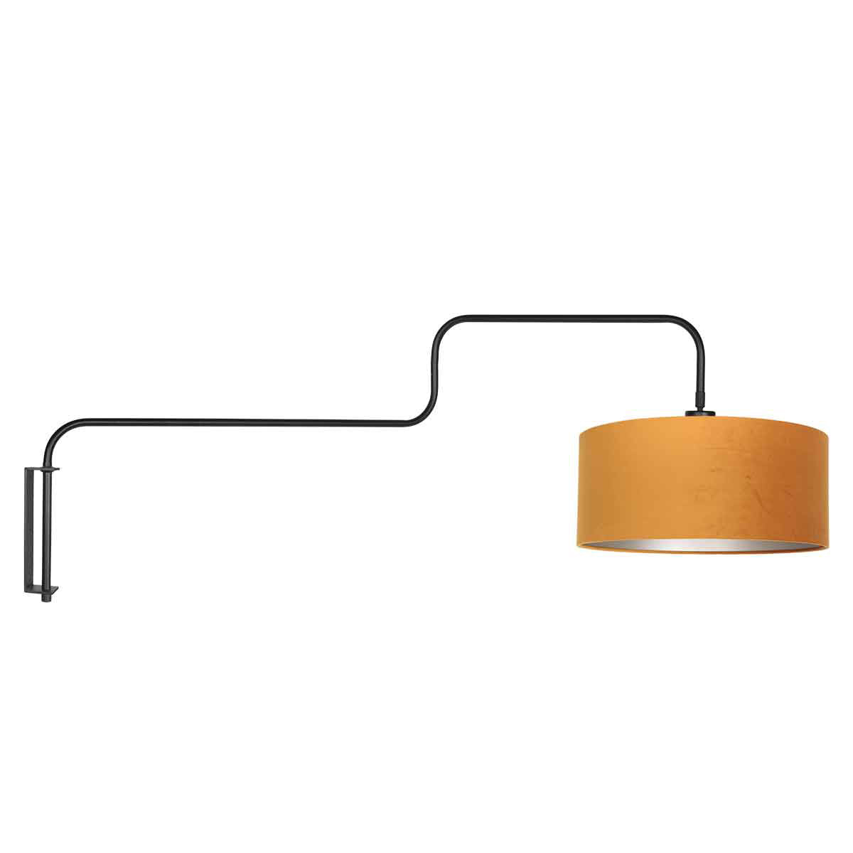 Bloeba 4179ZW black wall lamp with gold velvet lampshade