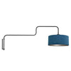 Bloeba 4180ZW black wall lamp with blue velvet lampshade