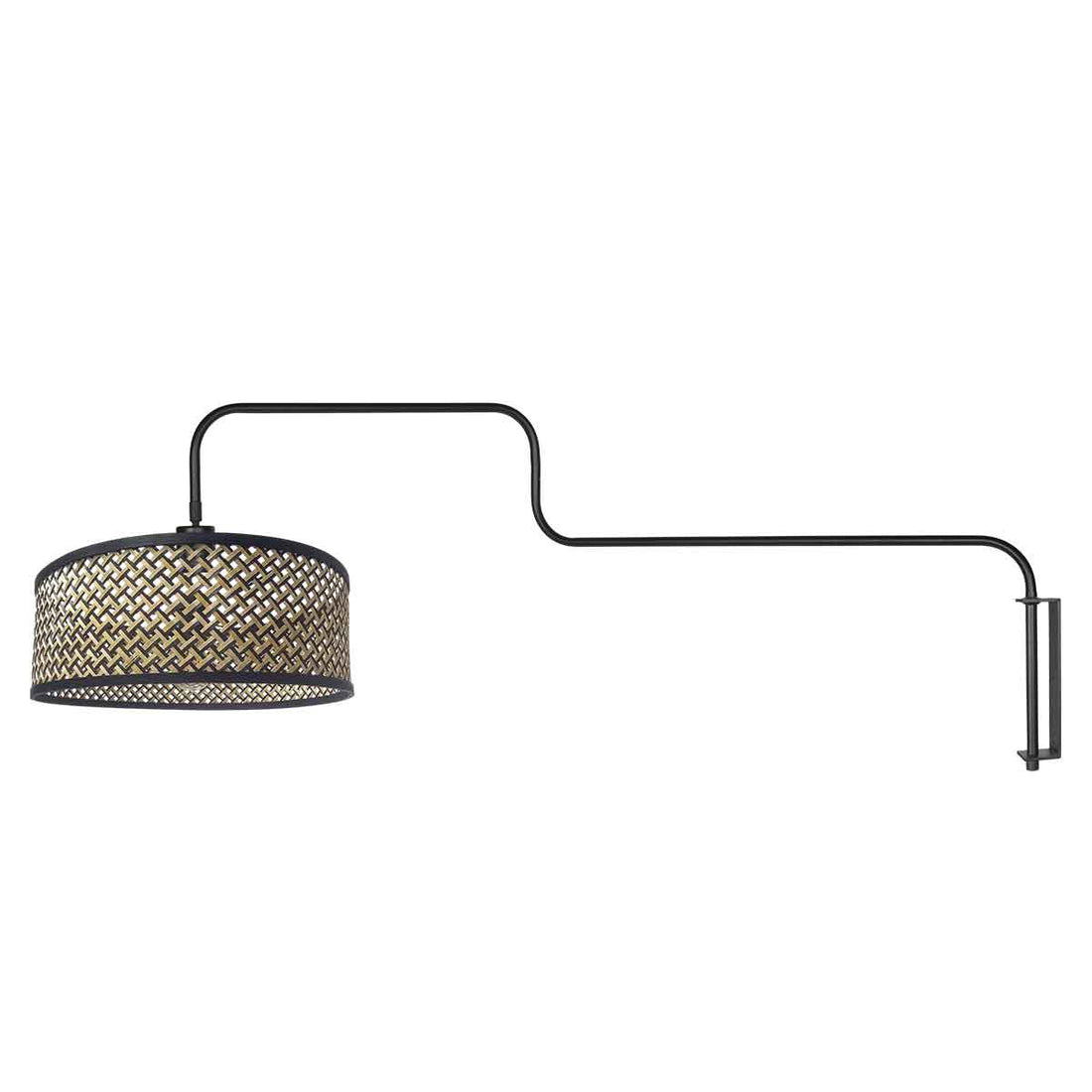 Bloeba 4181ZW black wall lamp with natural/black bamboo shade