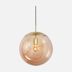 Amber glass gold globe pendant light Ø 40 cm, dining room | Bollique
