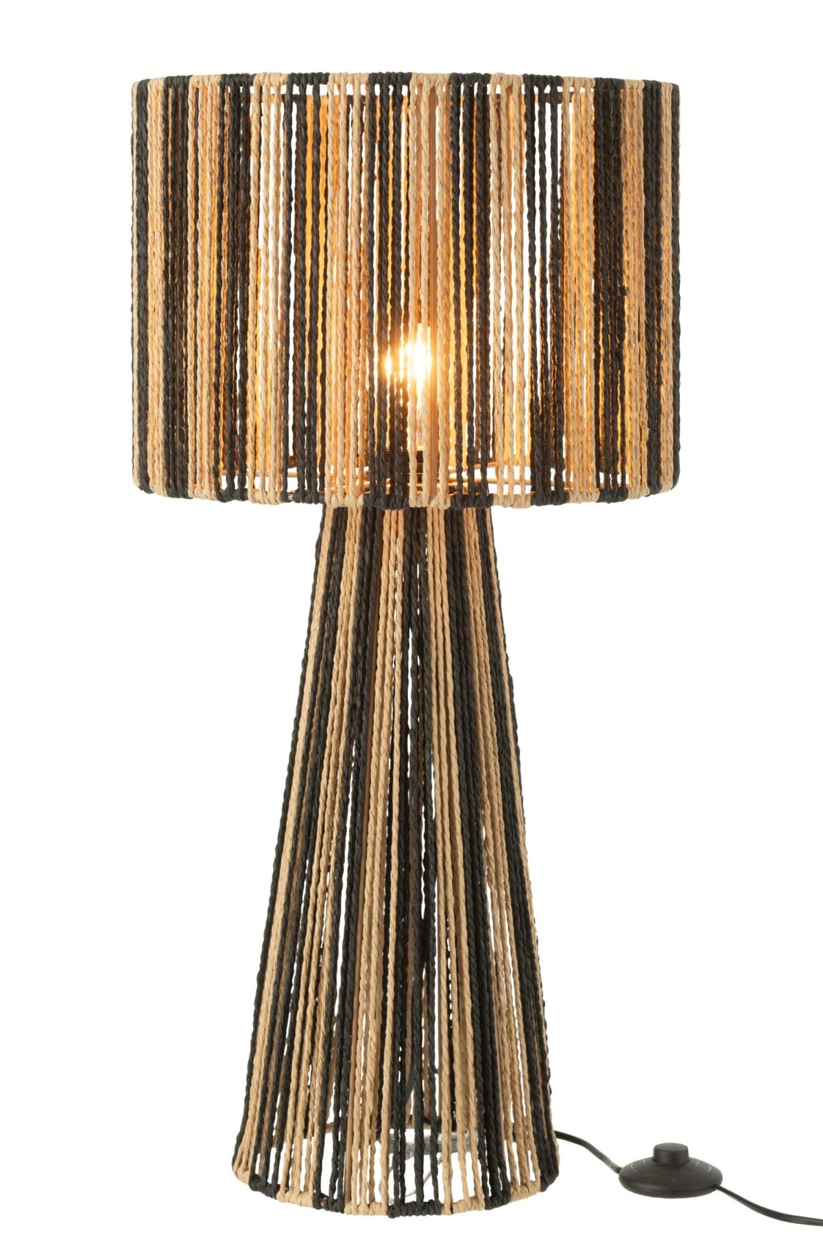 Lampe à poser rayée en corde et papier