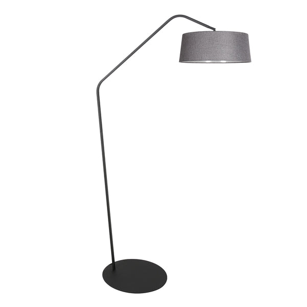 Zig-Zag 4254ZW black floor lamp with grey linen shade – Unique design and functional use