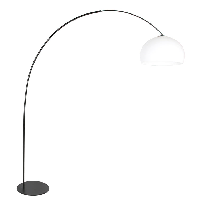 Curve 4259ZW black floor lamp with white spherical plastic shade – unique design and functional use