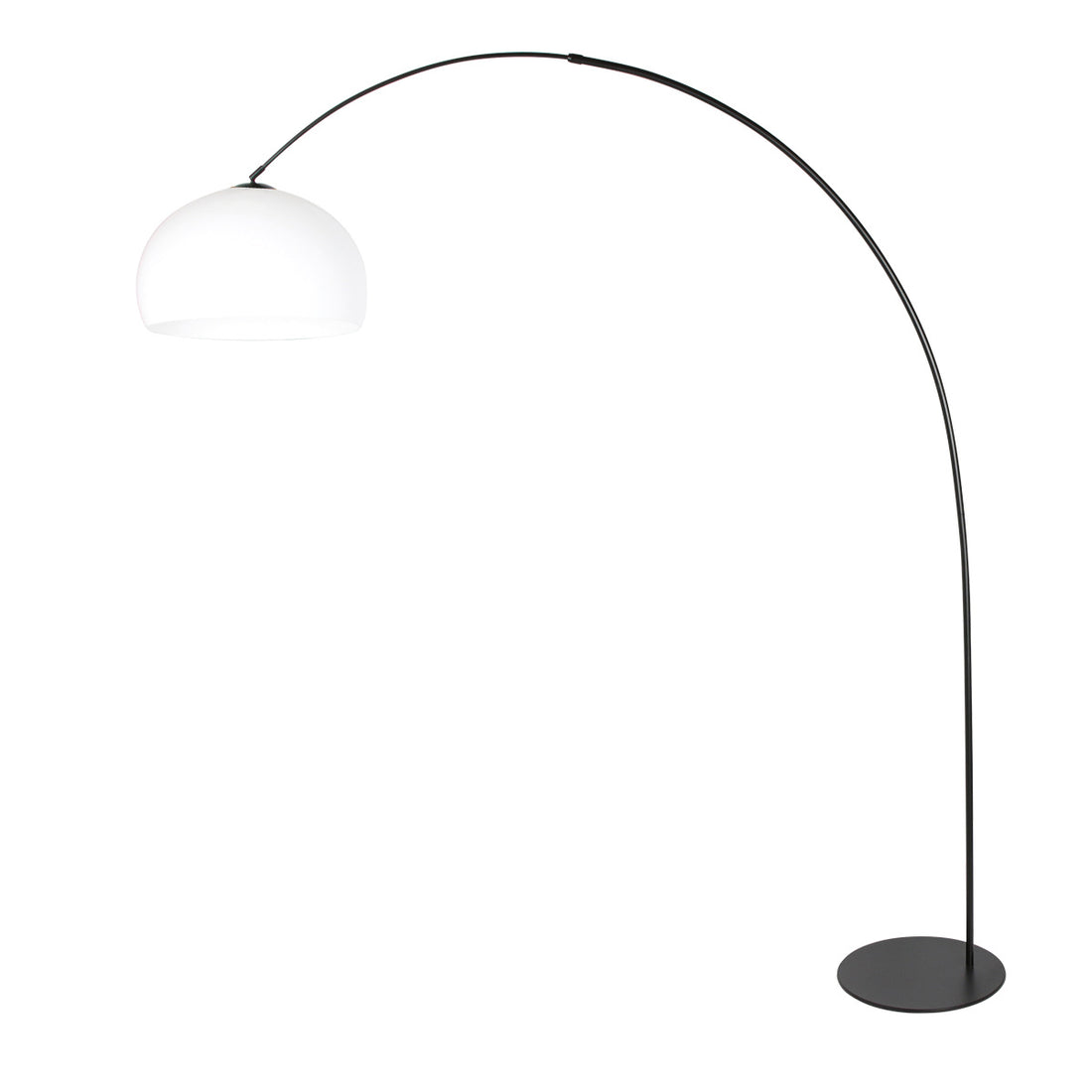 Curve 4259ZW black floor lamp with white spherical plastic shade – unique design and functional use