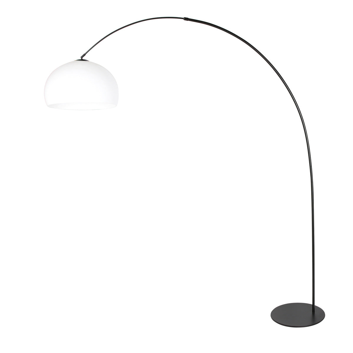 Curve 4259ZW black floor lamp with white spherical plastic shade – unique design and functional use