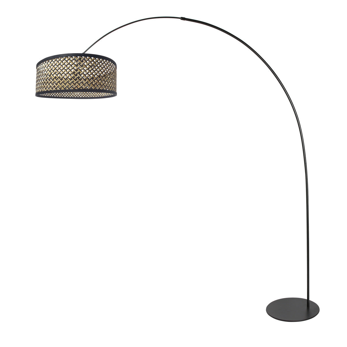 Curve 4261ZW black floor lamp with natural black woven bamboo shade – unique design and functional use