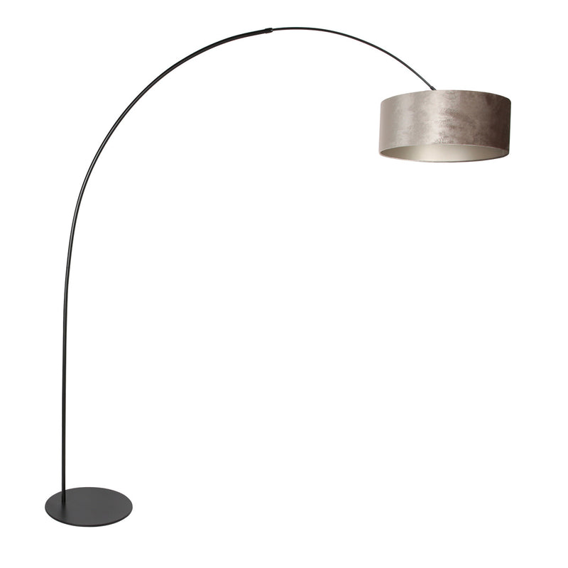 Curve 4263ZW black floor lamp with grey velvet lampshade – unique design and functional use