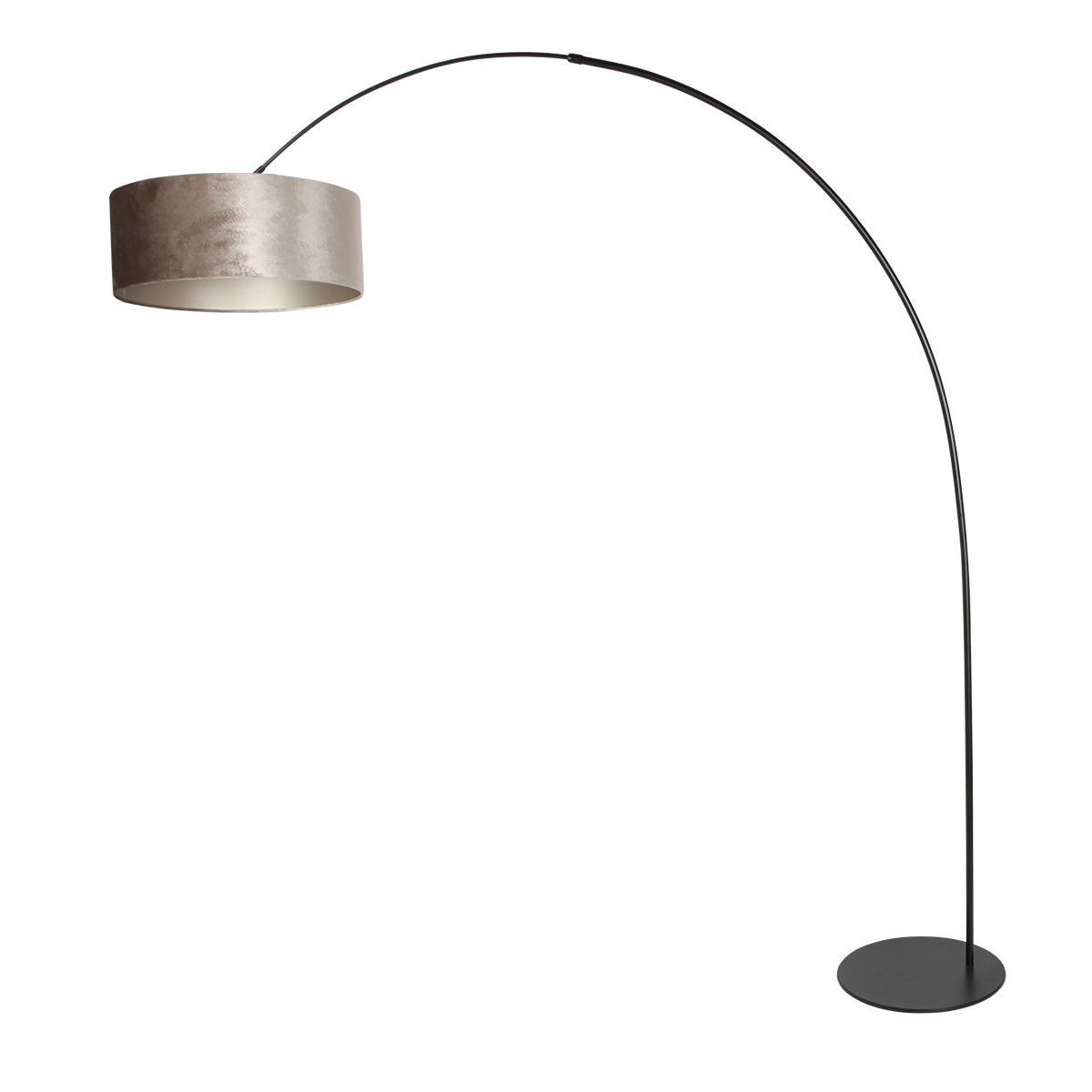 Curve 4263ZW black floor lamp with grey velvet lampshade – unique design and functional use