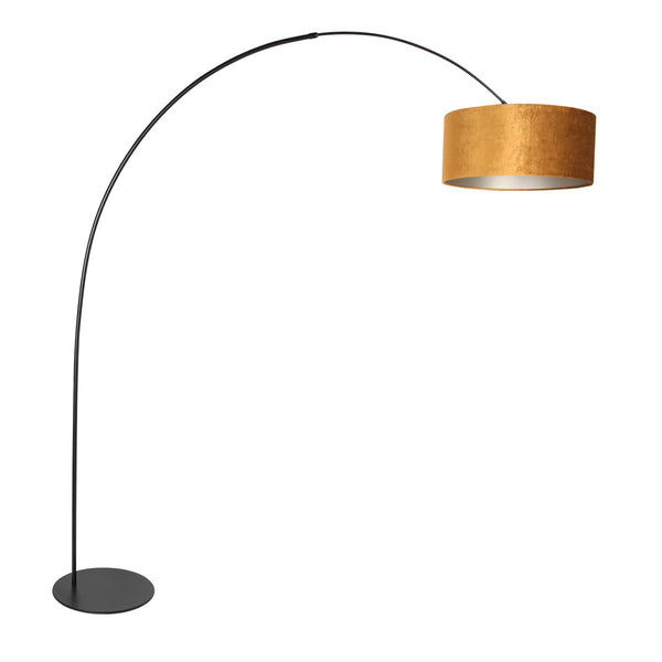 Curve 4264ZW black floor lamp with gold velvet lampshade – unique design and functional use