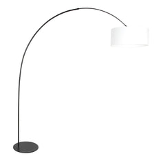 Curve 4267ZW black floor lamp with coarse white linen lampshade – unique design and functional use