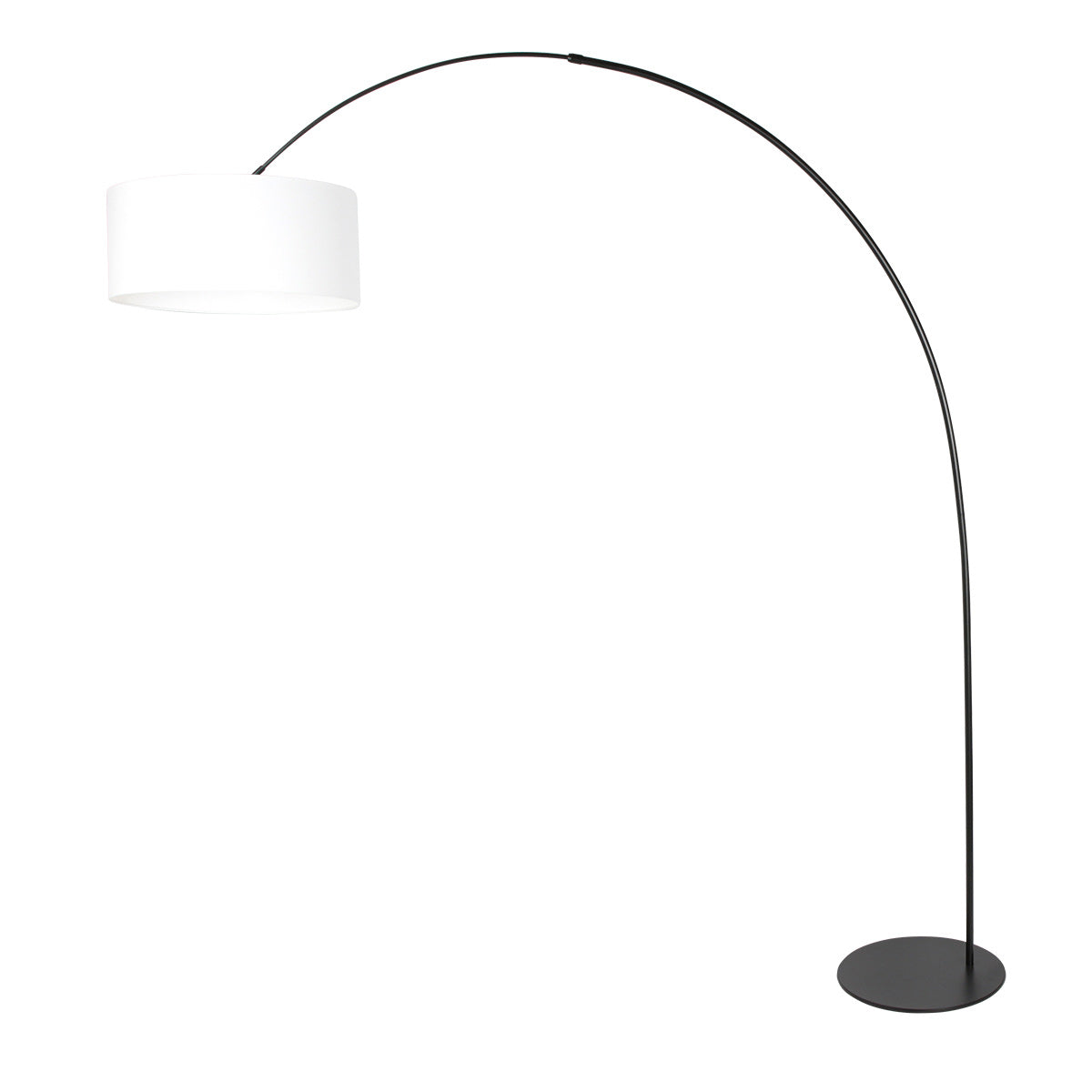 Curve 4267ZW black floor lamp with coarse white linen lampshade – unique design and functional use