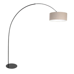 Curve 4268ZW black floor lamp with coarse grey linen lampshade – unique design and functional use