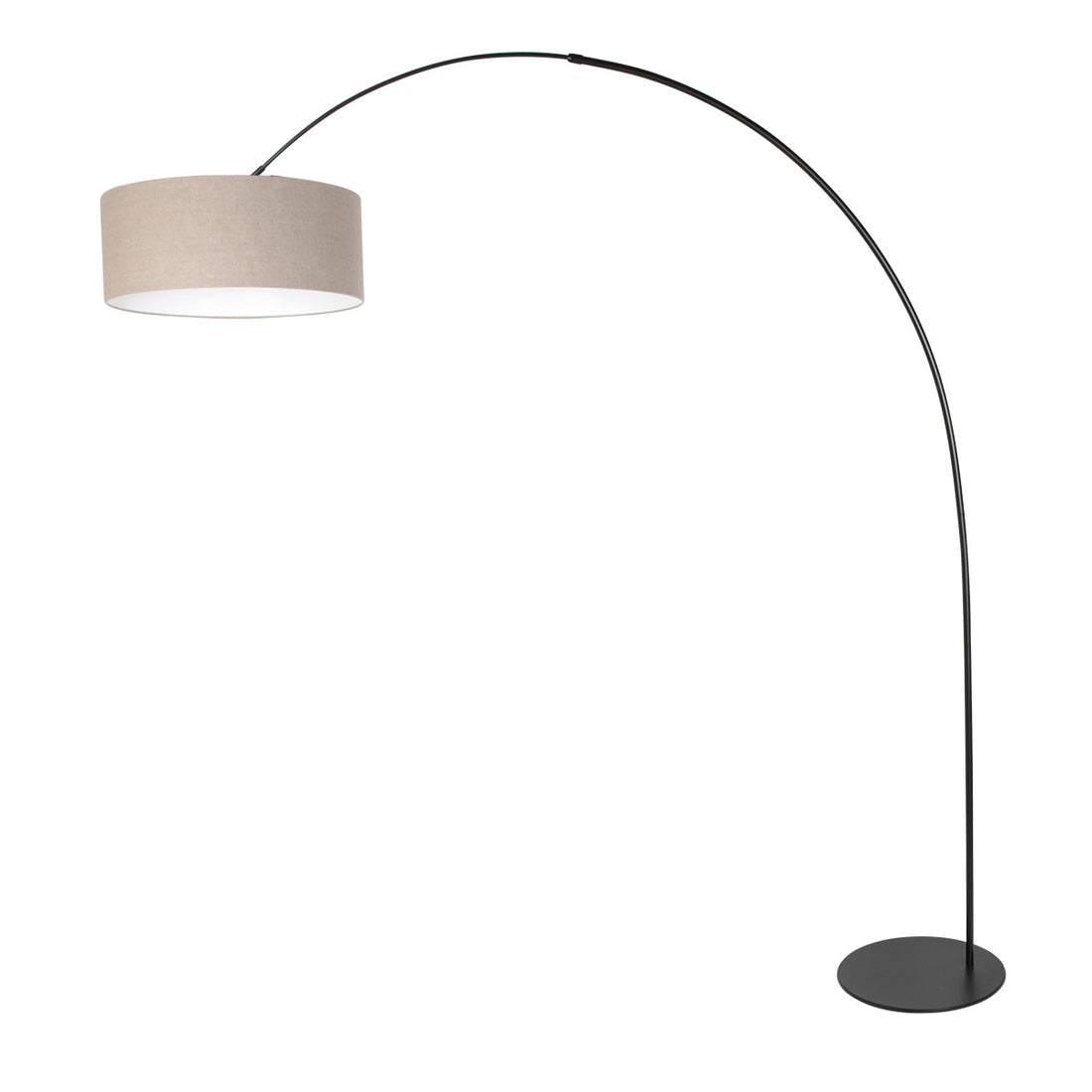 Curve 4268ZW black floor lamp with coarse grey linen lampshade – unique design and functional use