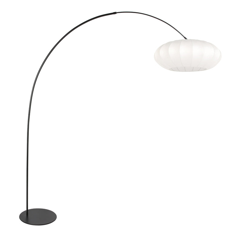Curve 4272ZW black floor lamp with white silk lampshade – unique design and functional use