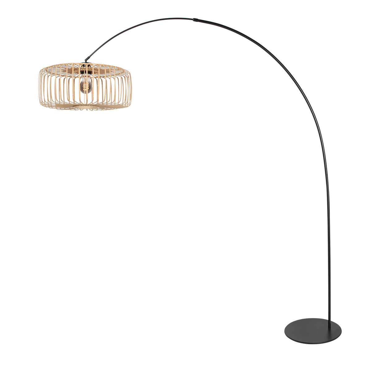 Curve 4275ZW black floor lamp with natural bamboo lampshade and sleek design – unique conception and functional use