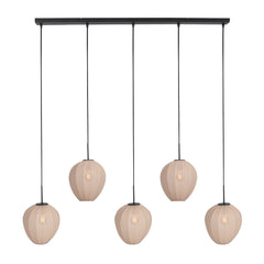 HaloSwap 4288ZW – Black elongated pendant light with warm cream-toned shades