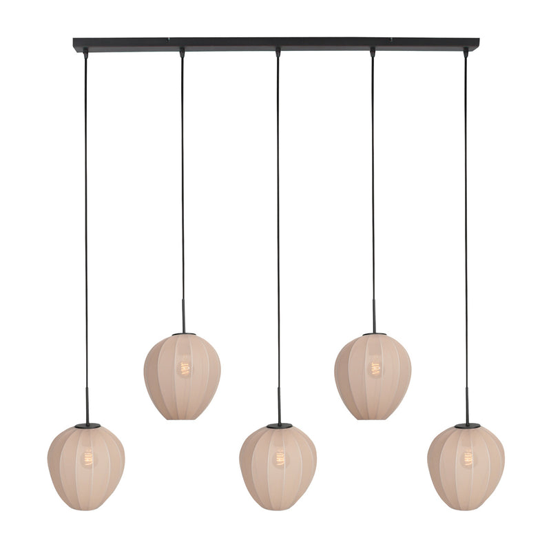 HaloSwap 4288ZW – Black elongated pendant light with warm cream-toned shades