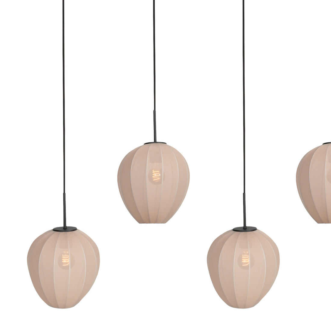 HaloSwap 4288ZW – Black elongated pendant light with warm cream-toned shades