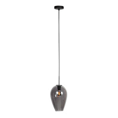 HaloSwap 4289ZW – Black pendant light with teardrop-shaped smoked glass, Ø22.5 cm