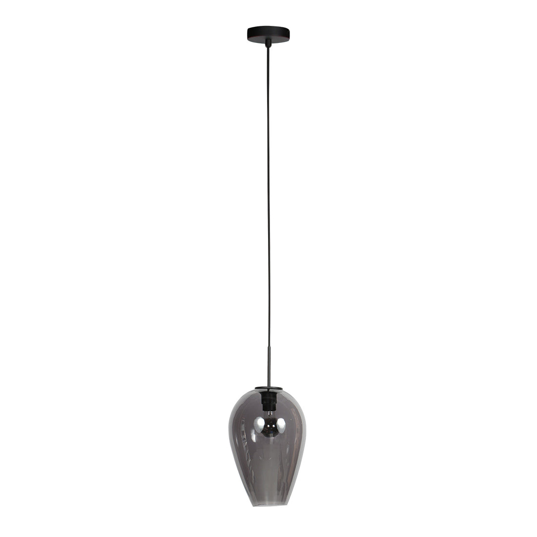 HaloSwap 4289ZW – Black pendant light with teardrop-shaped smoked glass, Ø22.5 cm