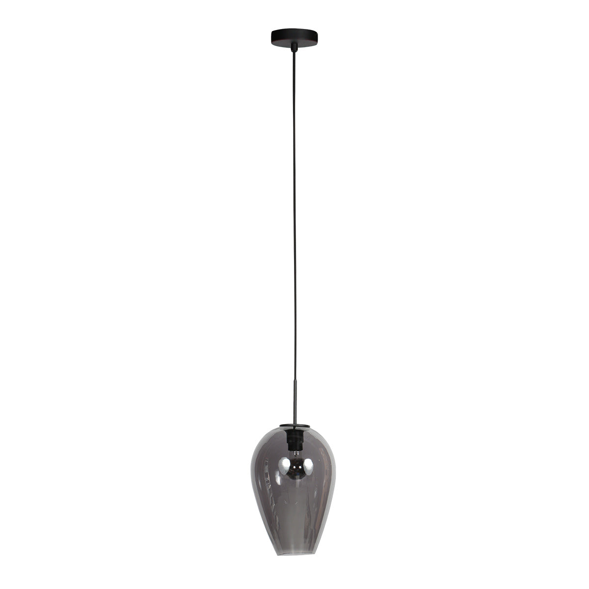 HaloSwap 4289ZW – Black pendant light with teardrop-shaped smoked glass, Ø22.5 cm