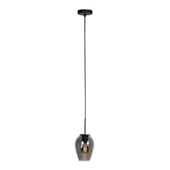 HaloSwap 4290ZW – Black pendant light with a teardrop-shaped smoked glass globe, 15 cm in diameter