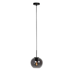 HaloSwap 4292ZW – Black pendant light with a 20 cm diameter smoked glass spherical globe