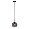 HaloSwap 4293ZW – black pendant light with a 25 cm diameter smoked glass spherical globe