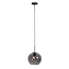 HaloSwap 4293ZW – black pendant light with a 25 cm diameter smoked glass spherical globe