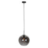 HaloSwap 4294ZW – Black pendant lamp with smoked glass globe Ø30 cm