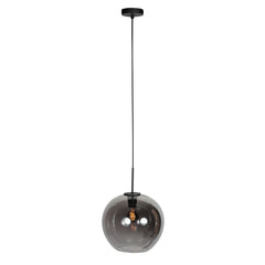 HaloSwap 4294ZW – Black pendant lamp with smoked glass globe Ø30 cm
