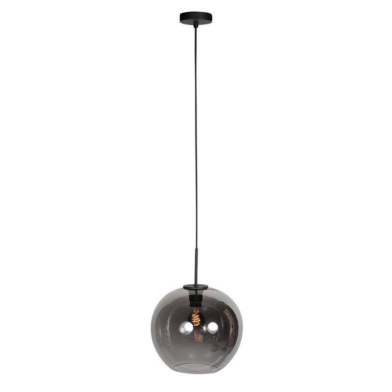 HaloSwap 4294ZW – Black pendant lamp with smoked glass globe Ø30 cm
