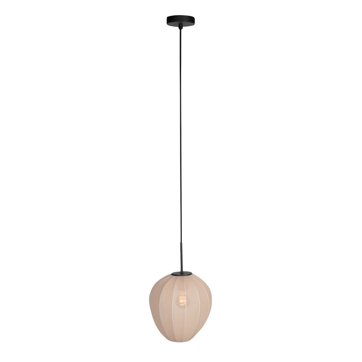 HaloSwap 4298ZW – Black pendant light with translucent linen shade, 25 cm diameter