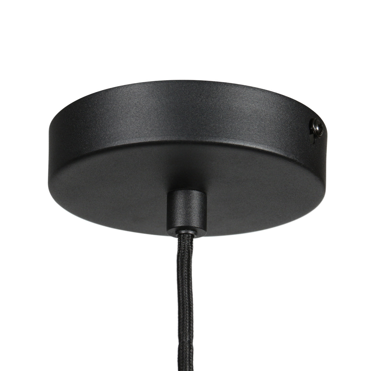 HaloSwap 4298ZW – Black pendant light with translucent linen shade, 25 cm diameter