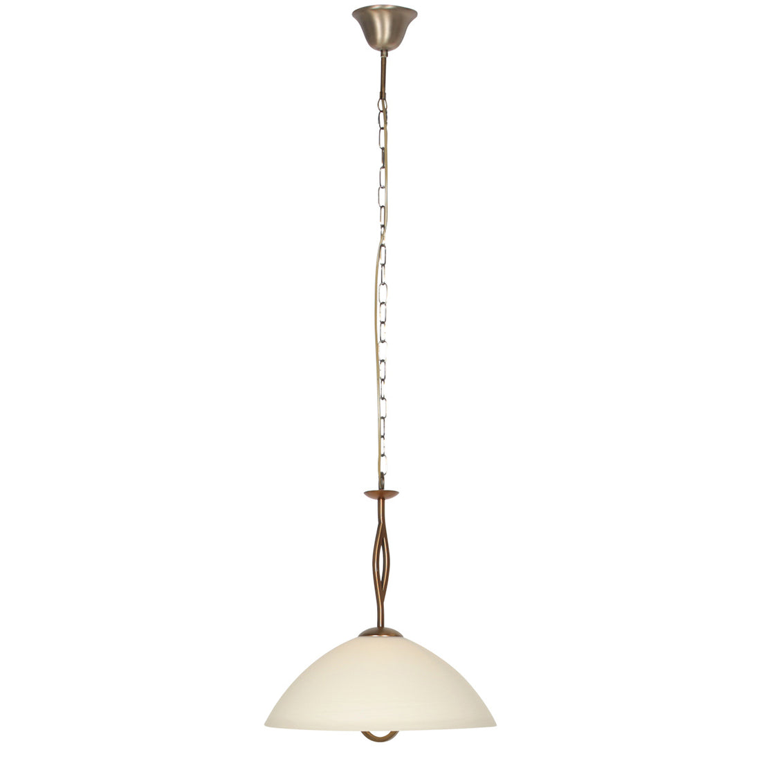 Cream marbled glass pendant light, Ø45 bronze dome lampshade, dining room | Anthéa