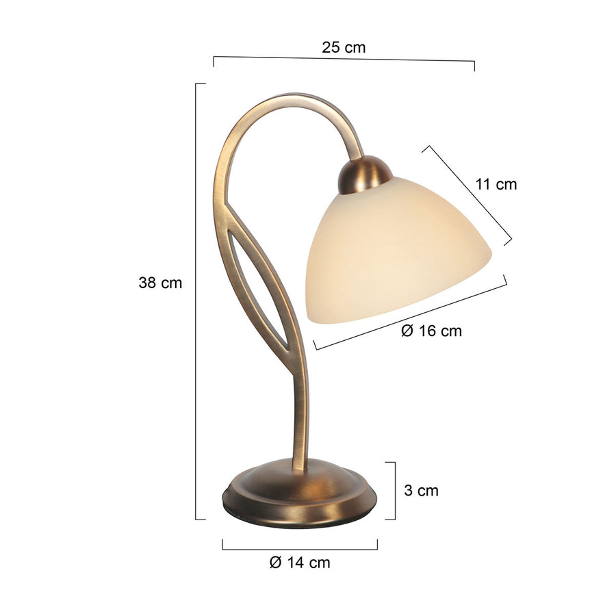 Lampe de chevet marbre Anthea, verre effet marbre crème & pied bronze – vue 7 – Designix.fr
