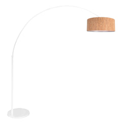 Sparkled Light 4341W arched floor lamp – white frame with cork lampshade Ø40 cm