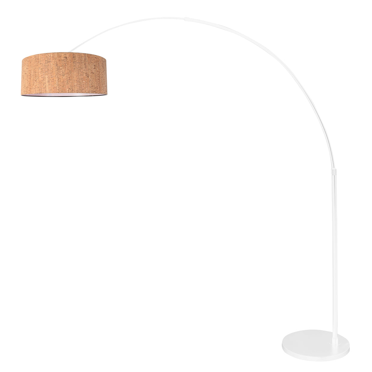 Sparkled Light 4341W arched floor lamp – white frame with cork lampshade Ø40 cm