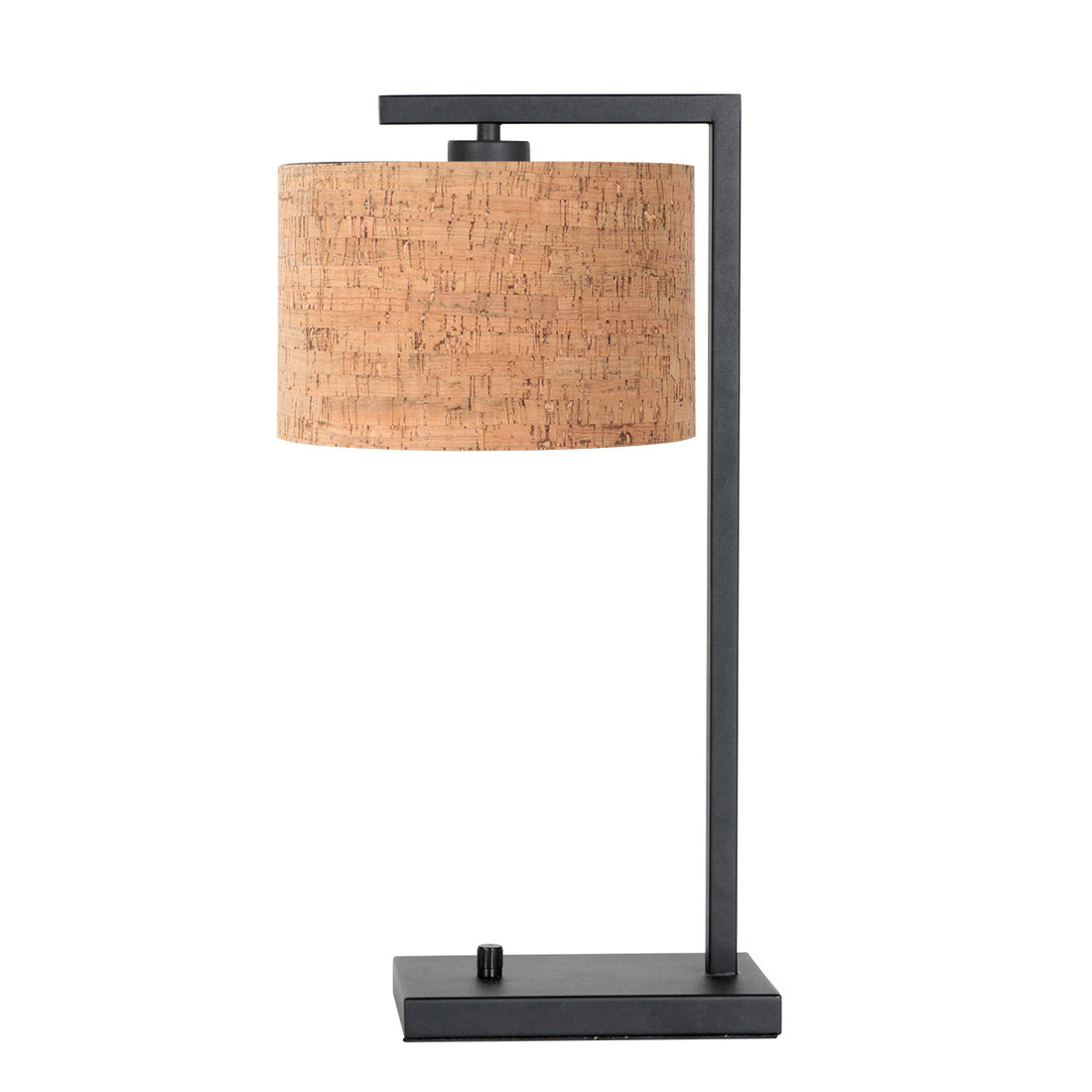 Black metal table lamp, natural cork lampshade | Stang
