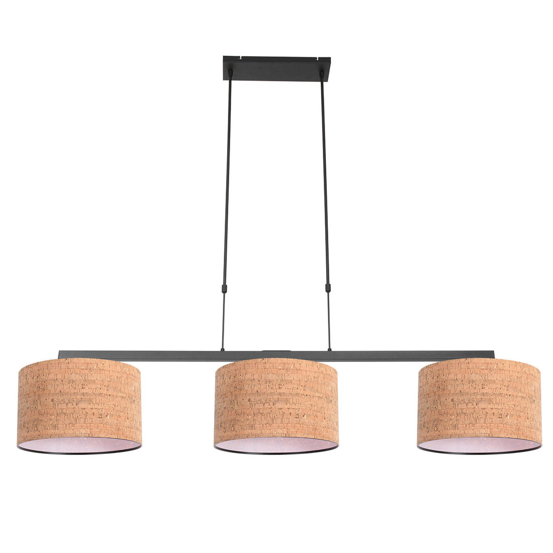 3-light cork pendant lamp, black bar for dining room | Steinhauer