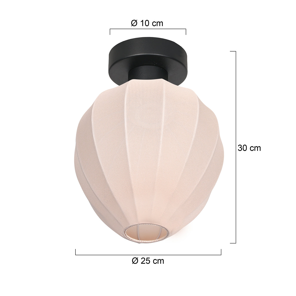 Bloeba 4370ZW ceiling light with beige linen teardrop shade Ø25 cm