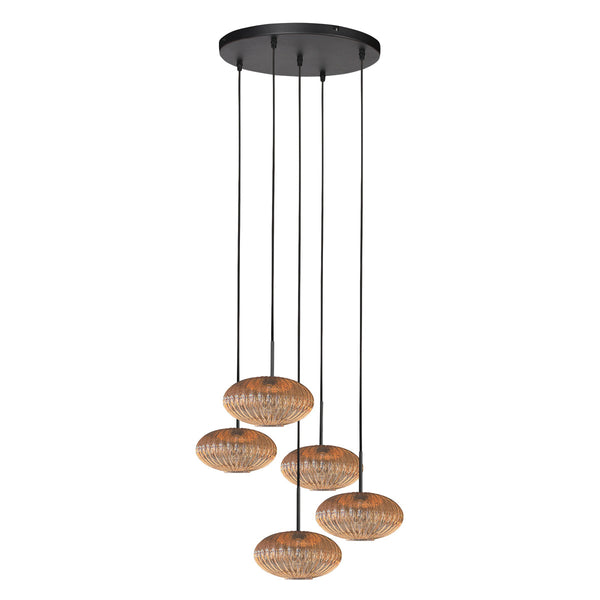 HaloSwap 4383ZW – black pendant light with amber glass and warm highlights