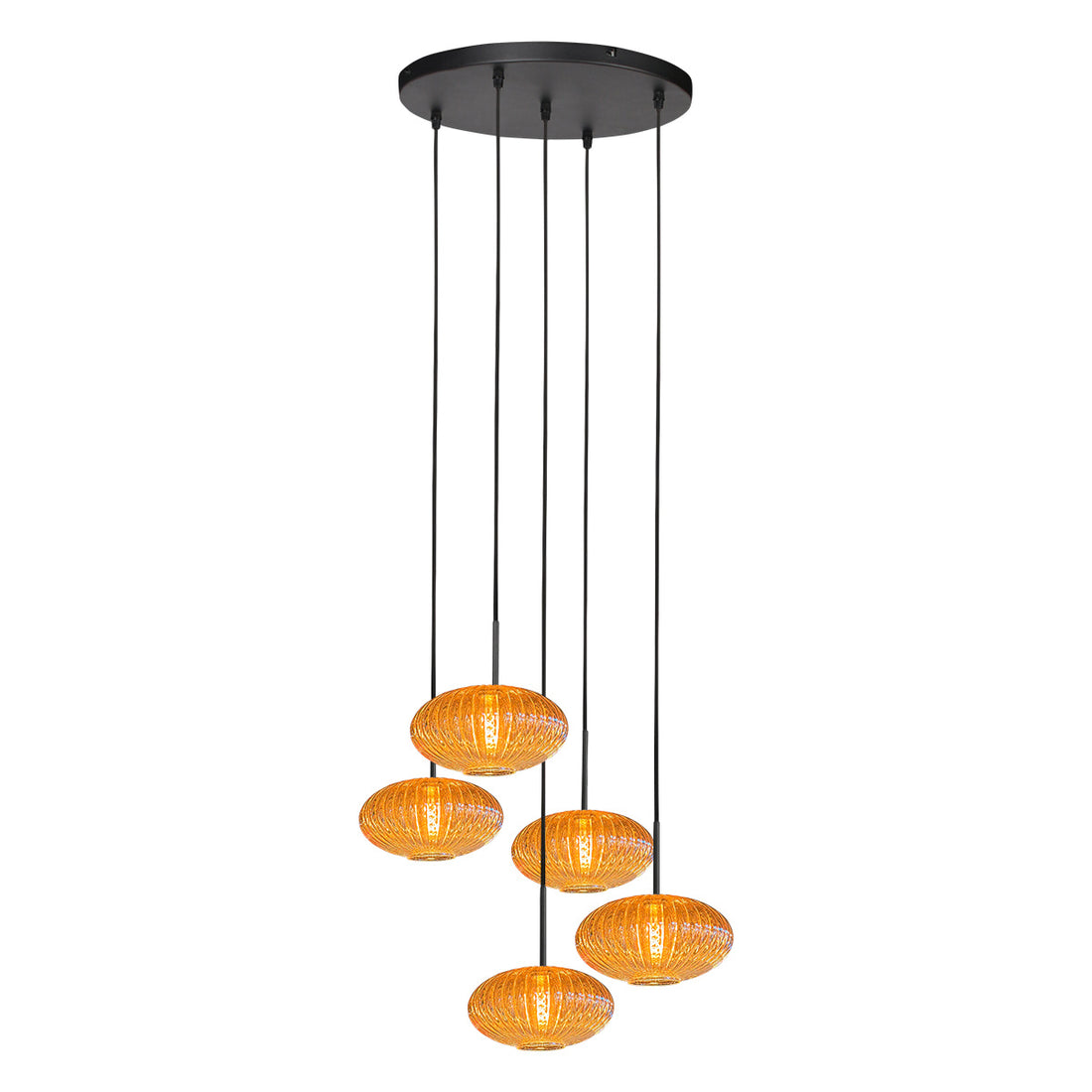 HaloSwap 4383ZW – black pendant light with amber glass and warm highlights