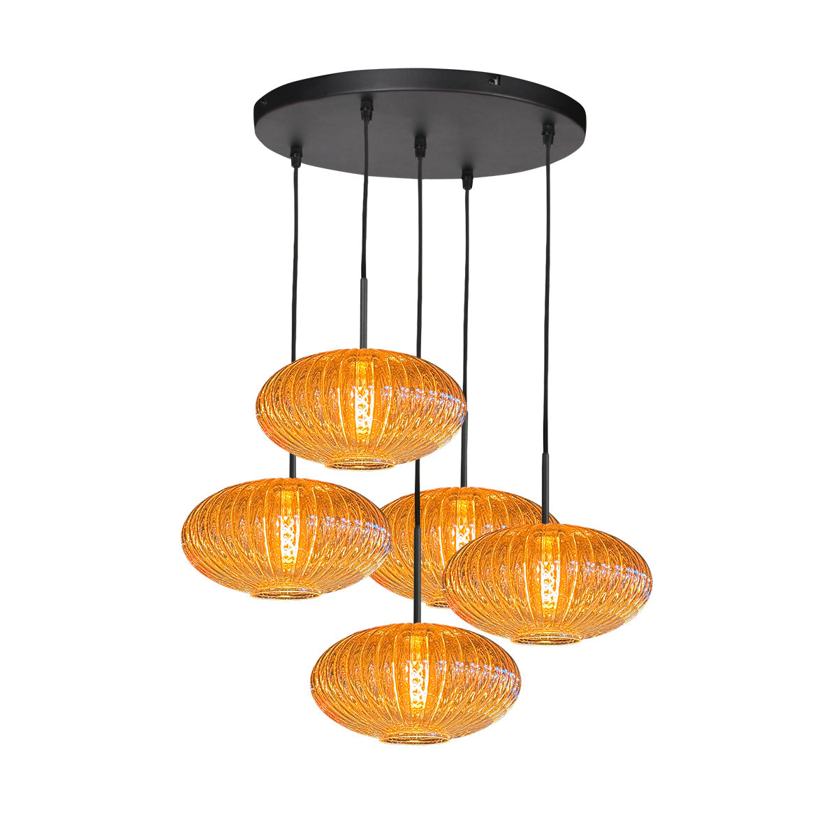HaloSwap 4383ZW – black pendant light with amber glass and warm highlights
