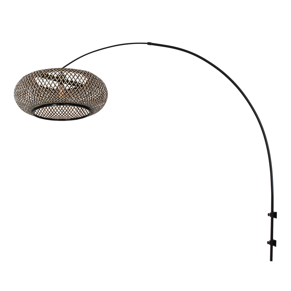 Arc wall reading lamp, braided bamboo lampshade Ø 60 cm | Banwa