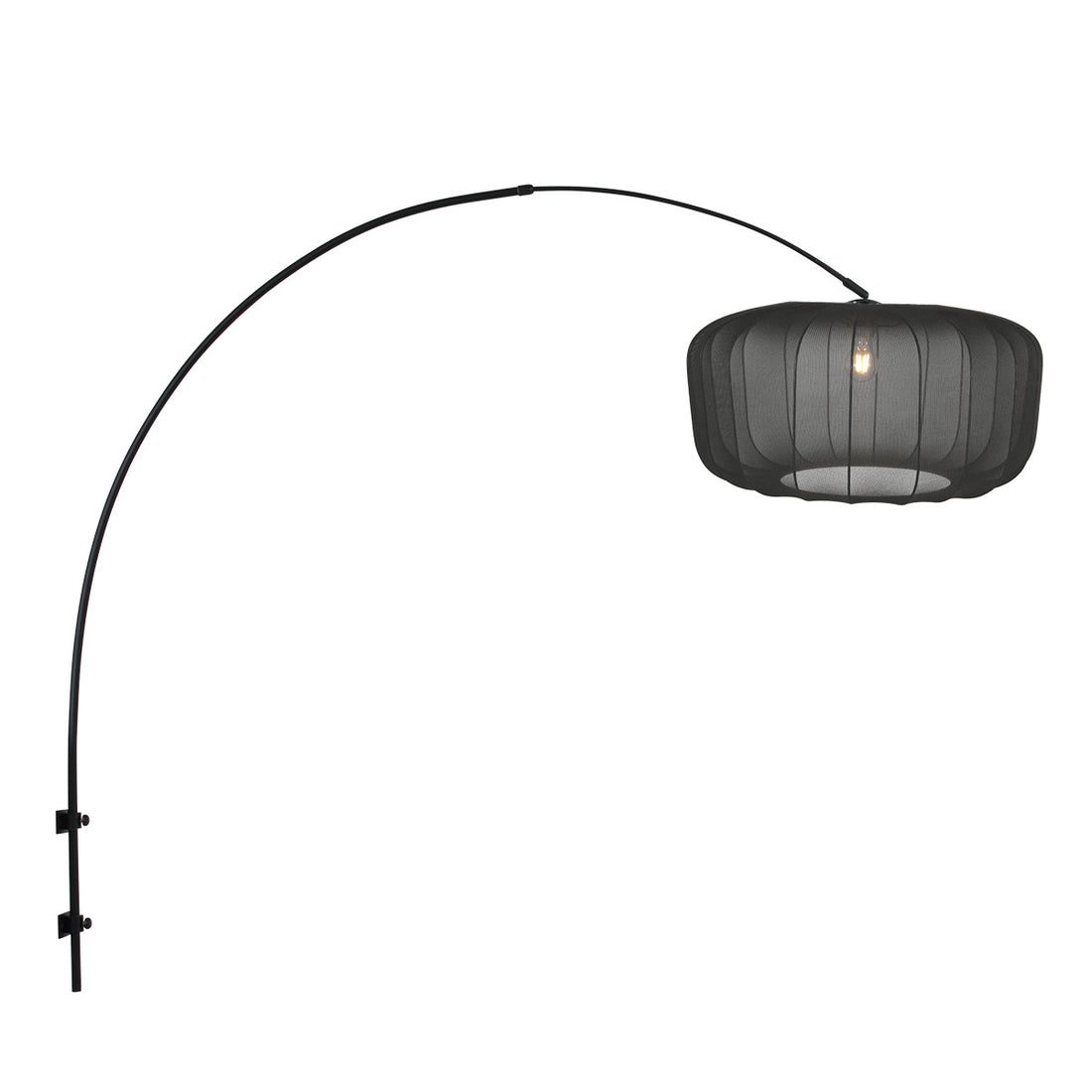 Black arched wall reading lamp, fabric shade Ø60 | Noctis