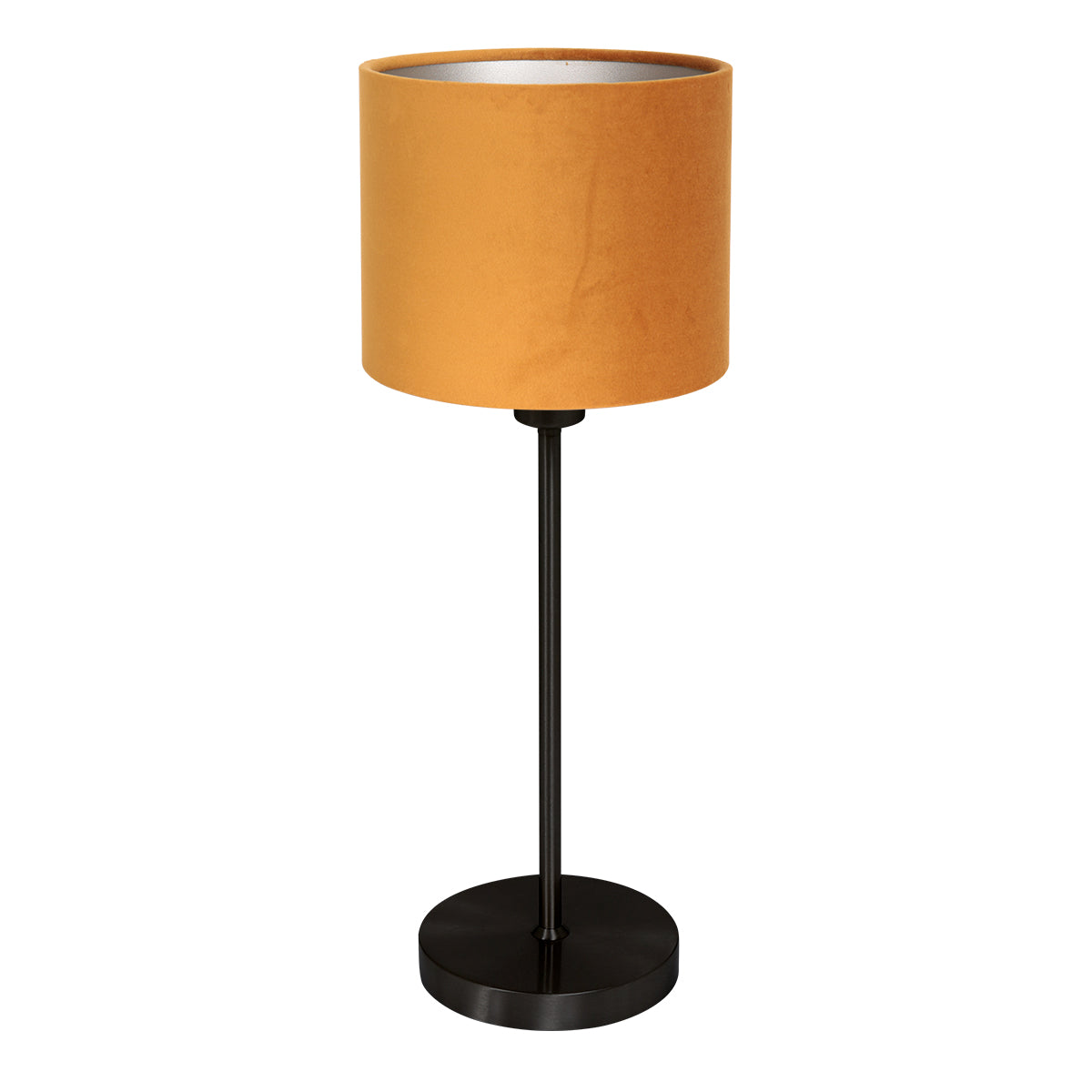 Noor 4424ZW Table Lamp – in black steel with a gold velvet lampshade