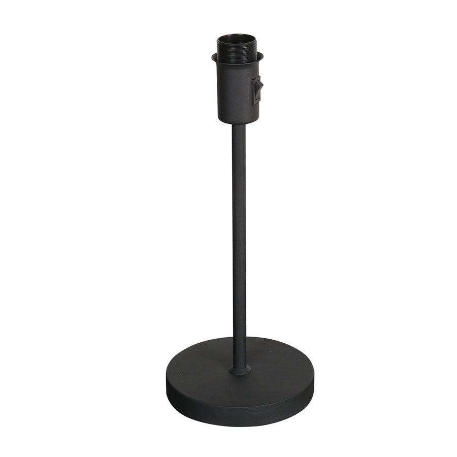 Pied de lampe noir sans abat-jour, douille et interrupteur apparents sur tige.