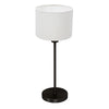 Noor 4425ZW table lamp – in black steel with a white linen lampshade